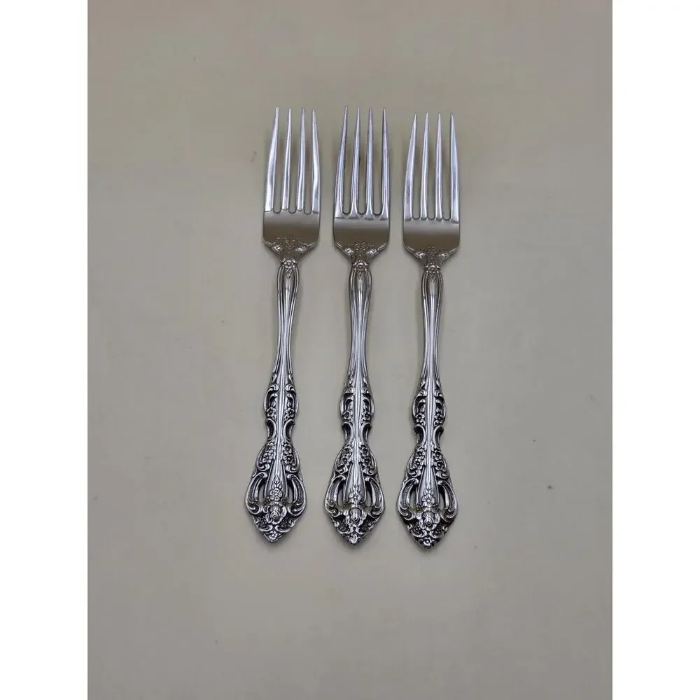 Set of 3 Oneida Michelangelo stainless steel dinner forks Silver